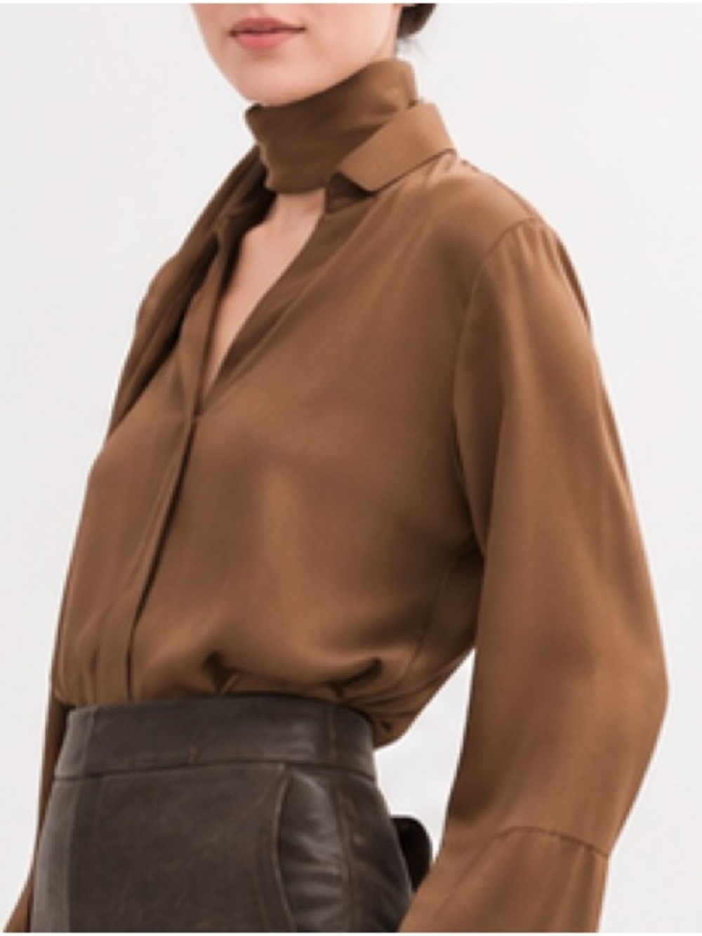 NWT CO Silk Scarf Blouse in Moose Oversized Size XXS Retail $695
